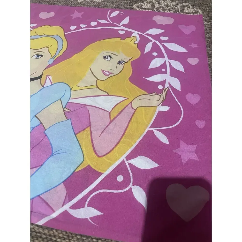 Vintage Disney Princess Pillow Case Snow White Cinderella Pink made in USA
